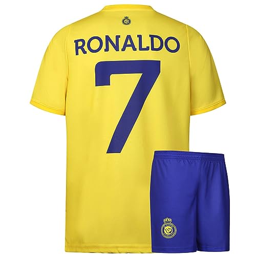 Al-NASSR Trikot Set Ronaldo Heim - 2023-2024 - Kinder und Erwachsene - Jungen - Fußball Trikot - Fussball Geschenke - Sport t Shirt - Sportbekleidung - Größe L von Kingdo