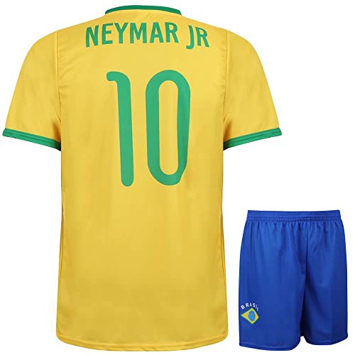 Brasilien Trikot Set Neymar Heim - Kinder und Erwachsene - Jungen - Fußball Trikot - Fussball Geschenke - Sport t Shirt - Sportbekleidung - Größe L von Kingdo