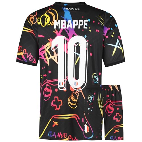 Frankreich Fußball Trikot Set Mbappe - Gaming Trikot Set - Jungen - Sportsachen - Geschenk - Sport t Shirt - Sportbekleidung - Größe 128 von Kingdo