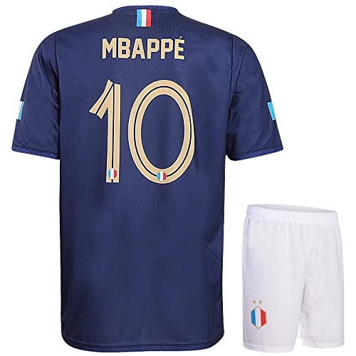 Frankreich Trikot Set Mbappe Heim - 2022-2024 - Kinder und Erwachsene - Jungen - Fußball Trikot - Fussball Geschenke - Sport t Shirt - Sportbekleidung - Größe 116 von Kingdo