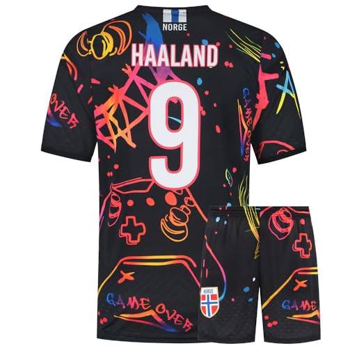 Norwegen Fußball Trikot Set Haaland - Gaming - Kinder und Erwachsene - Jungen - Sportsachen - Geschenk - Sport t Shirt - Sportbekleidung - Größe M von Kingdo