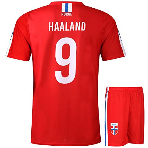 Norwegen Fußball Trikot Set Haaland - Kinder und Erwachsene - Jungen - Sportsachen - Geschenk - Sport t Shirt - Sportbekleidung - Größe M von Kingdo