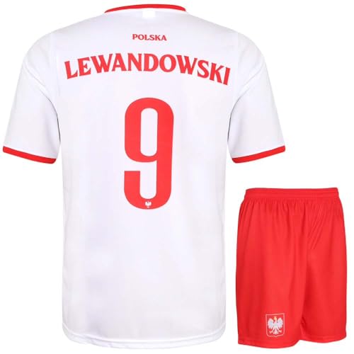 Polen Lewandowski Fußball Trikot Set - Kinder und Erwachsene - Jungen - Sportsachen - Geschenk - Sport t Shirt - Sportbekleidung - Größe L von Kingdo