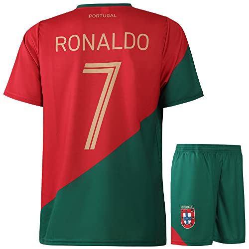 Portugal Trikot Set Ronaldo - Kinder und Erwachsene - Jungen - Fußball Trikot - Fussball Geschenke - Sport t Shirt - Sportbekleidung - Größe L von Kingdo