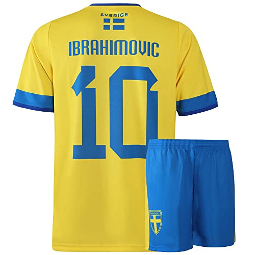 Schweden Trikot Set Zlatan Ibrahimovic – Kinder und Erwachsener - Jungen - Fußball Trikot - Fussball Geschenke - Sport t Shirt - Sportbekleidung - Größe 128 von Kingdo