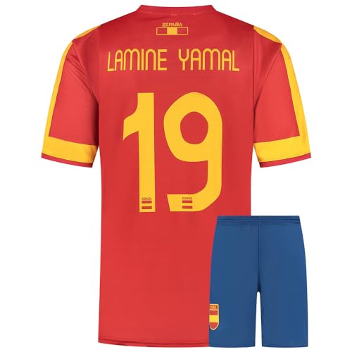 Spanien Fußball Trikot Set Yamal - Kinder und Erwachsene - Jungen - Sportsachen - Geschenk - Sport t Shirt - Sportbekleidung - Größe S von Kingdo