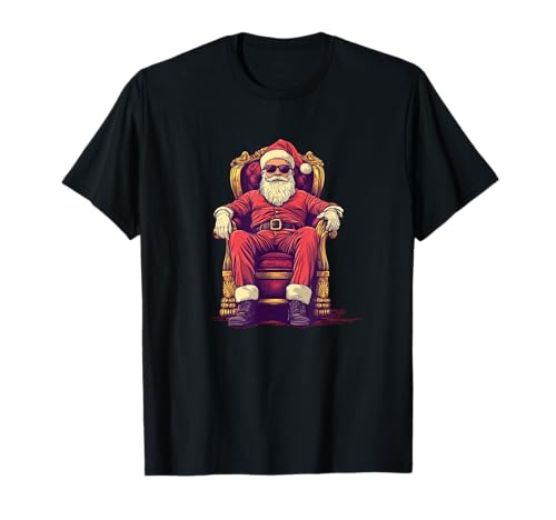 Weihnachtsmann der König auf seinem Weihnachtsthron für Jungen und Mädchen T-Shirt von Kingdom Santa Claus