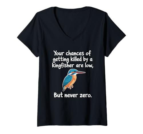 Damen Lustiges Kingfisher Threat Level Bird Lover Humor Zitat T-Shirt mit V-Ausschnitt von KingfisherAlert