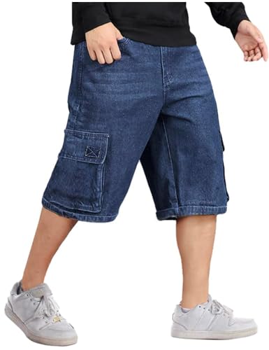 Kinghua Baggy Jeans-Shorts für Herren, lässig, lockere Passform, Hip-Hop-Skateboard, Denim-Shorts, Blau 103-1, 50 von Kinghua