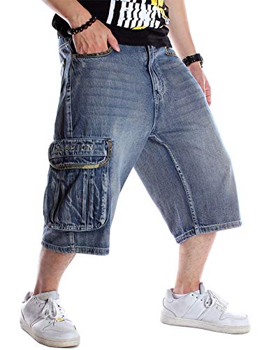 Kinghua Baggy Jeans-Shorts für Herren, lässig, lockere Passform, Hip-Hop-Skateboard, Denim-Shorts, Hellblau 101-1, 50 von Kinghua