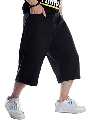 Kinghua Baggy Jeans-Shorts für Herren, lässig, lockere Passform, Hip-Hop-Skateboard, Denim-Shorts, Schwarz 109-1, 52 von Kinghua