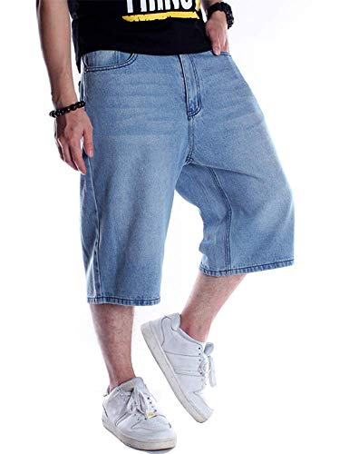 Kinghua Baggy Jeans-Shorts für Herren, lockere Passform, Hip-Hop-Skateboard, Denim-Shorts, Hellblau 022-1, 52 Kinghua Baggy Jeans-Shorts für Herren, lockere Passform, Hip-Hop-Skateboard, Denim-Shorts, Hellblau 022-1, 52 von Kinghua