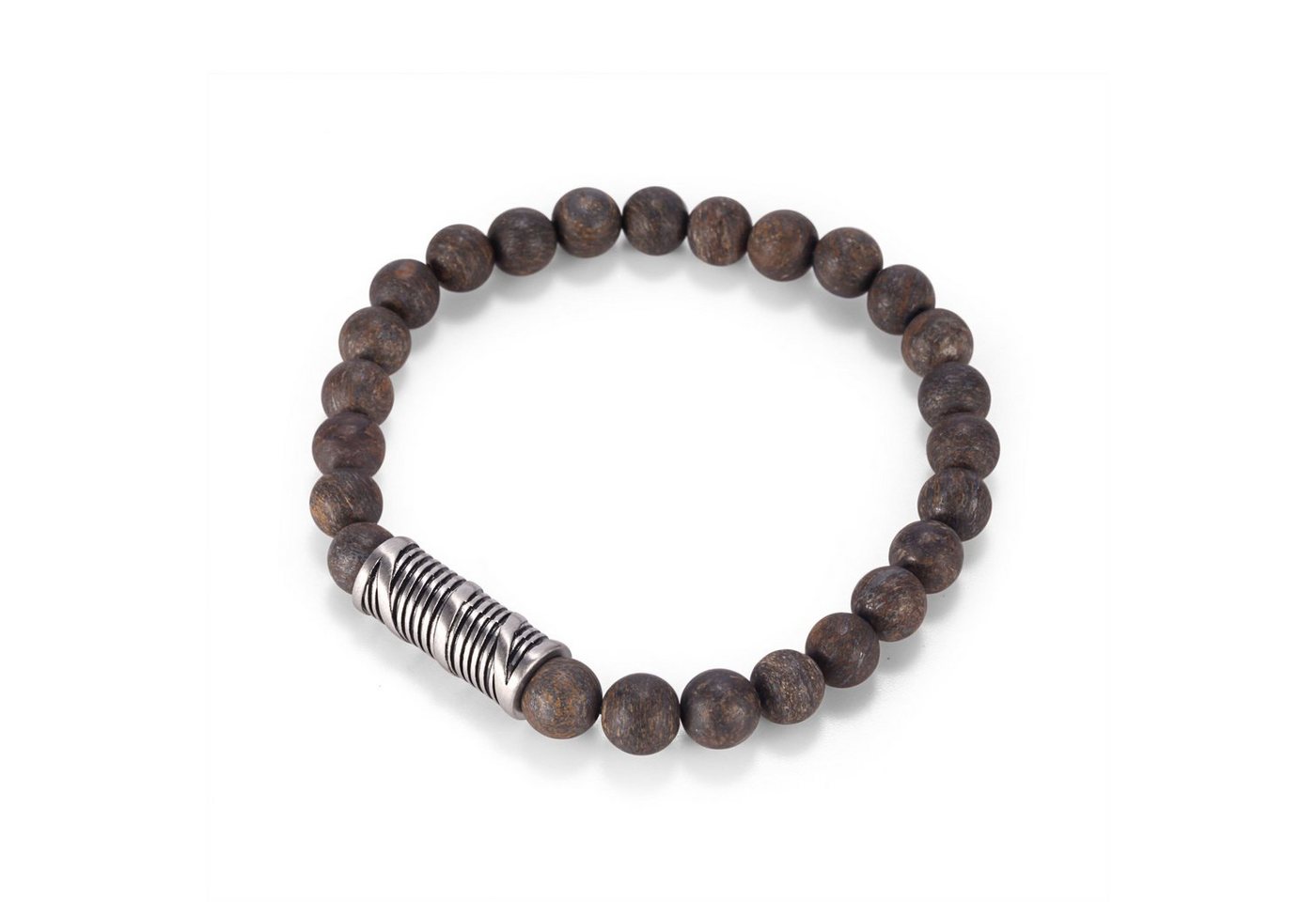 Kingka Armband „Urban Rocks“ Stretch-Bead-Armband mit echten Steinkugeln und Design center piece, mit Bronzit von Kingka