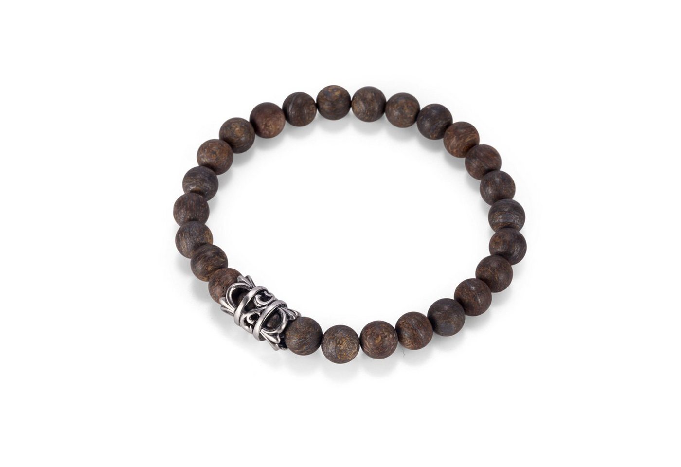 Kingka Armband „Urban Rocks“ Stretch-Bead-Armband mit echten Steinkugeln und bourbonischen Lilien Design center piece, mit Bronzit von Kingka