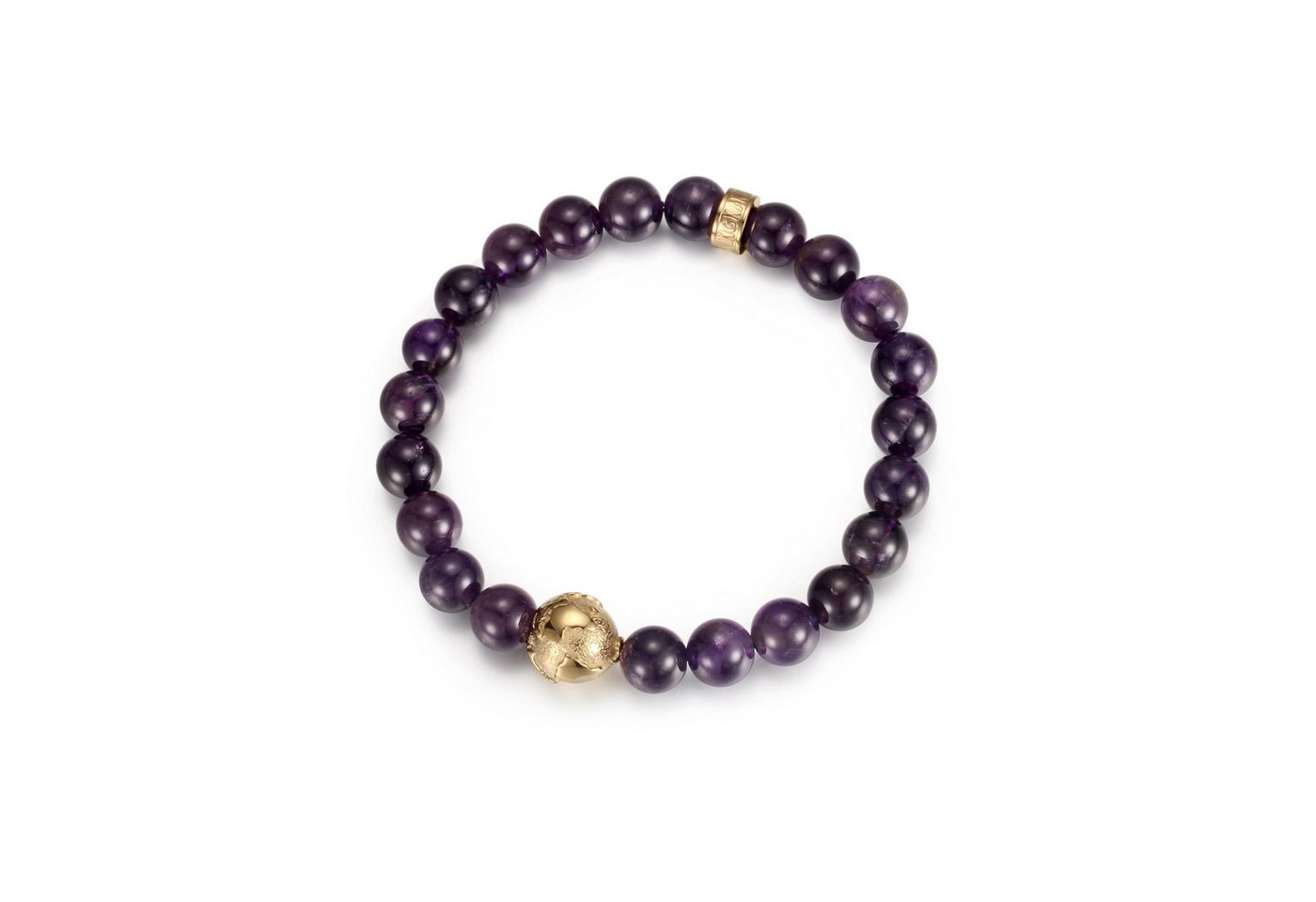 Kingka Armband Damen Amethyst mit Erdkugel Earth goldfarben echter Edelstein Perlen, zu Kleid, Hoodie, Jeans, Sneaker! Büro, Geburtstag oder Weihnachten von Kingka