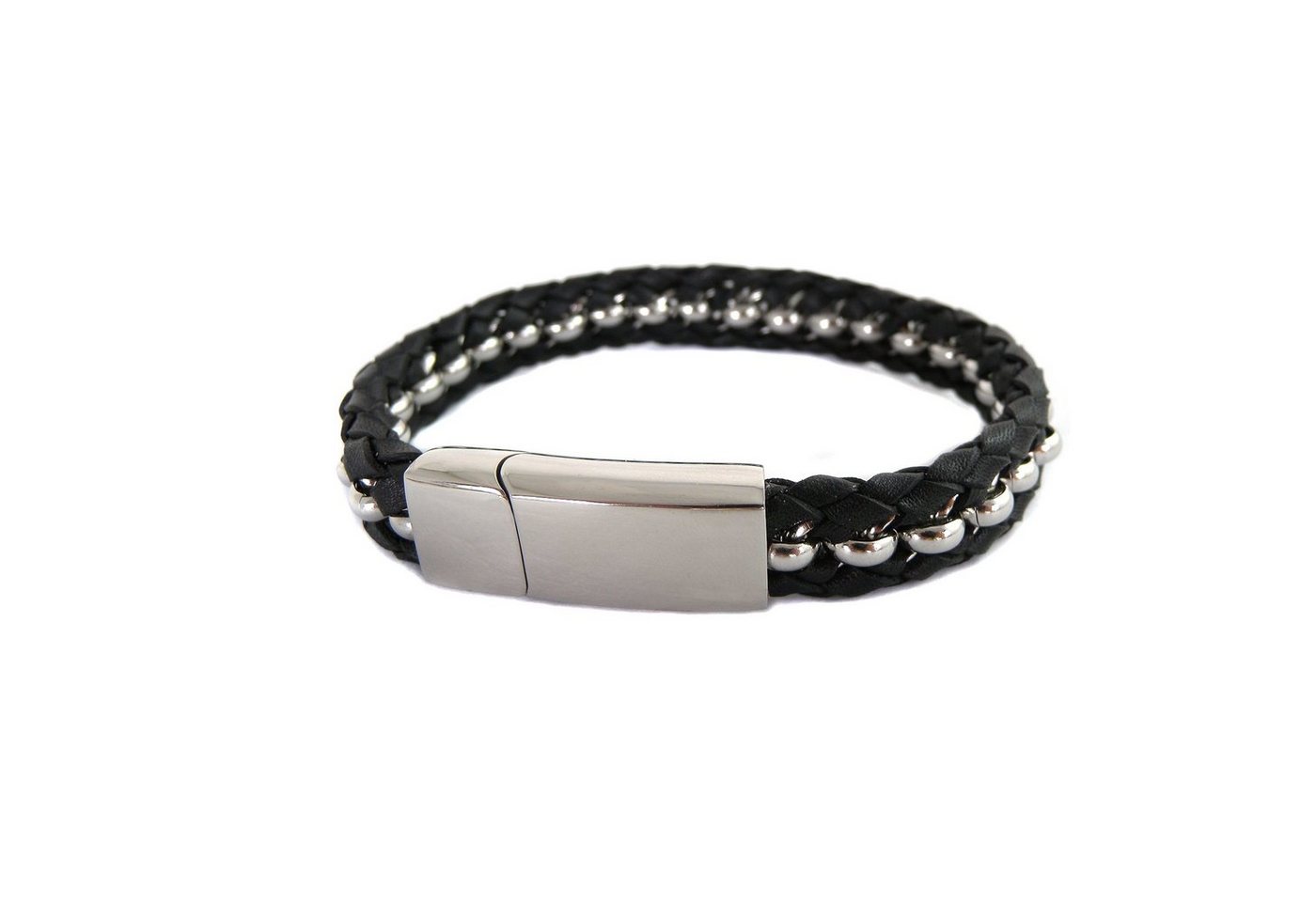 Kingka Armband Klassisches Herren Leder Edelstahl Armband von Kingka