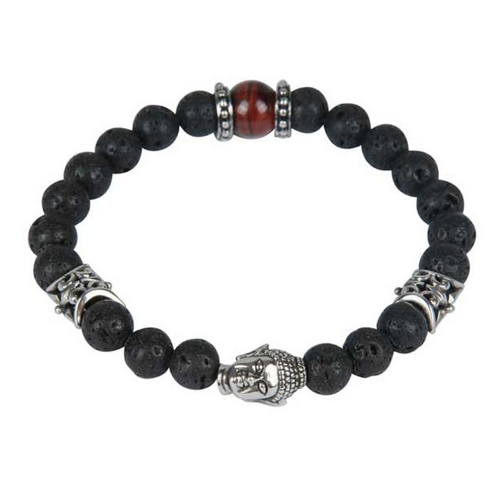 Kingka Armband URBAN ROCKS" Stein Armband Lavastein und rotem Tigerauge mit BUDDHA Center Piece, mit Lavasteinen und Tigerauge" von Kingka