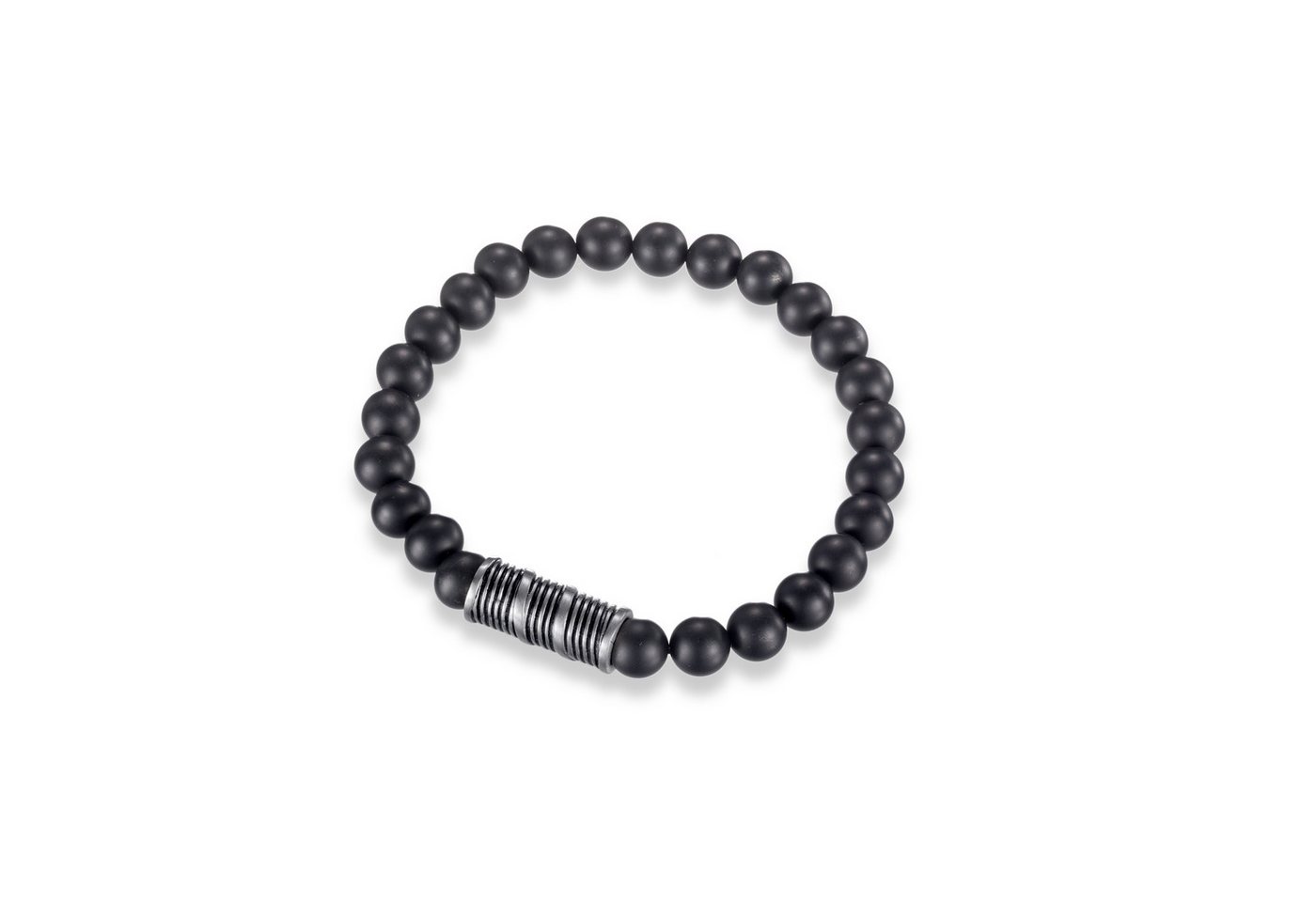 Kingka Armband für Herren Naturstein, schwarze AchatPerlen und edelstahl Element, Schmuck für Herren, Jeans, Hoodie, Sneaker von Kingka