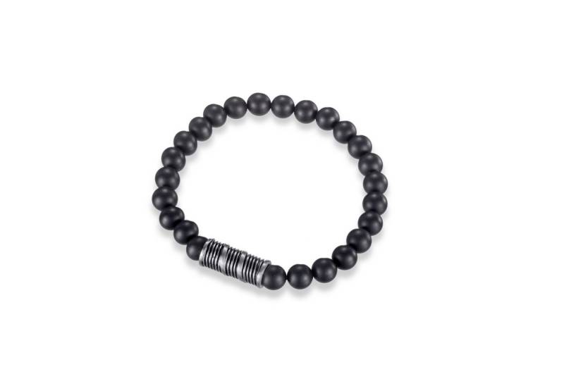 Kingka Armband für Herren Naturstein, schwarze AchatPerlen und edelstahl Element, Schmuck für Herren, Jeans, Hoodie, Sneaker von Kingka