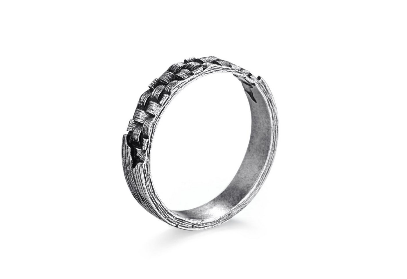 Kingka Fingerring WOVEN" Ring, 925 Sterling Silber im verwobenen Rattan Design" von Kingka
