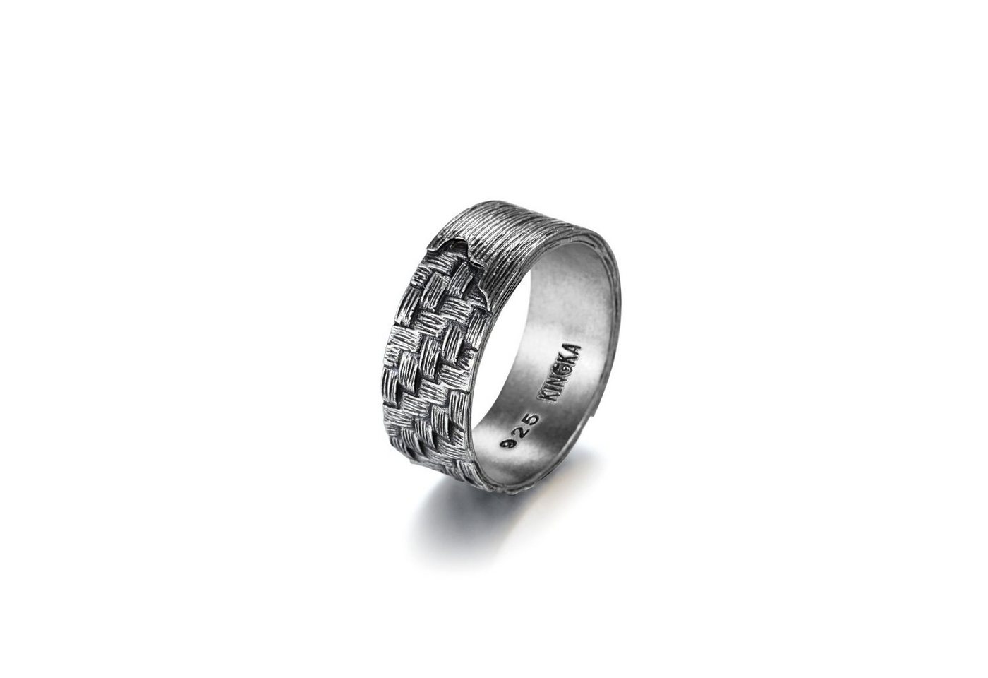Kingka Fingerring WOVEN" Ring, 925 Sterling Silber im verwobenen Rattan Design" von Kingka