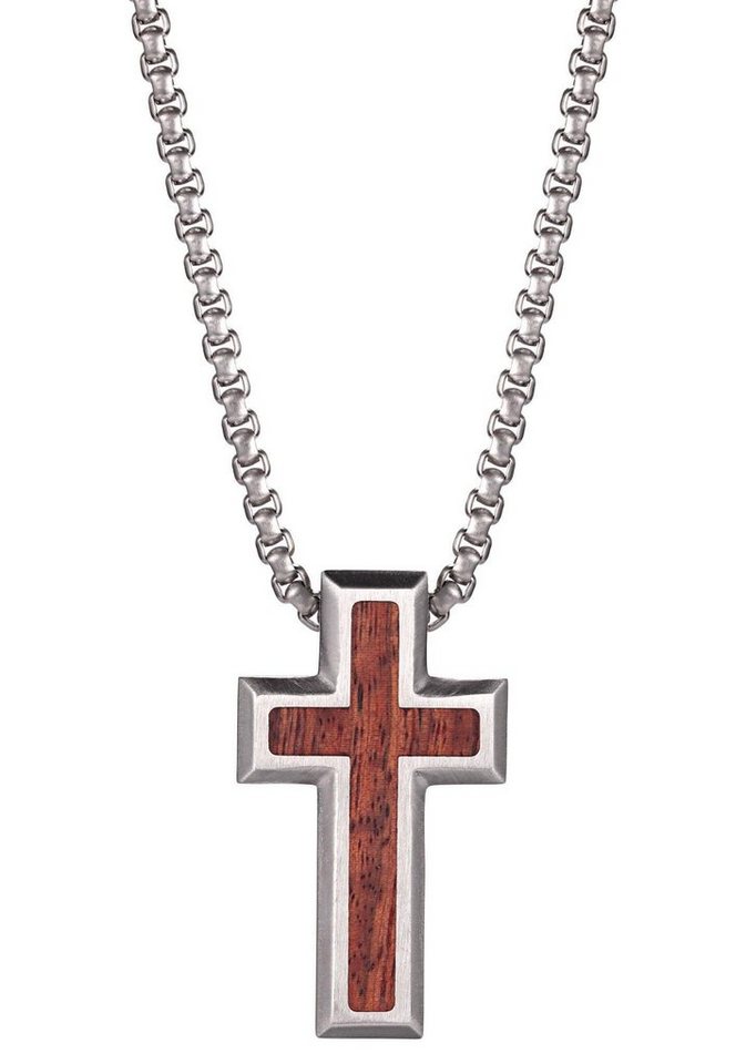 Kingka Kette mit Anhänger Kreuz, SWN531, mit Holz von Kingka