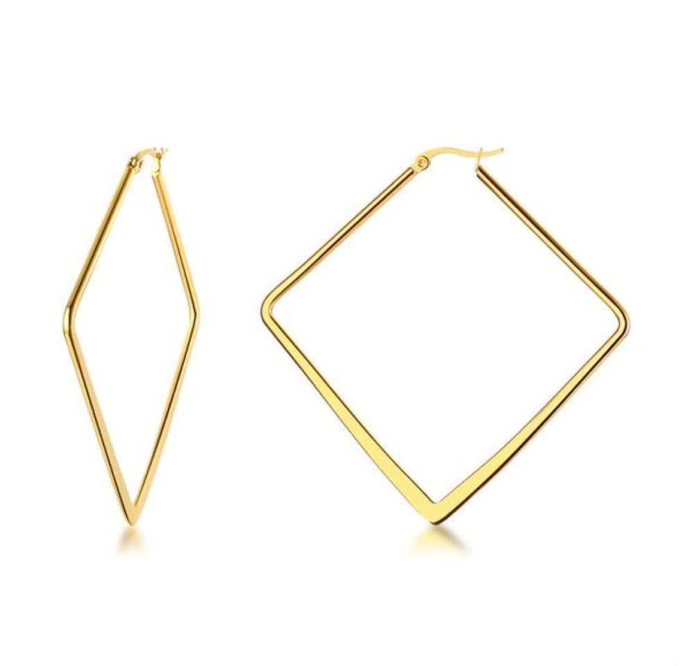 Kingka Paar Creolen Viereckige Creolen, Ohrringe, goldfarben, wasserfest (2-tlg), Edelstahlschmuck für Damen, goldfarben, zu jedem Anlass von Kingka