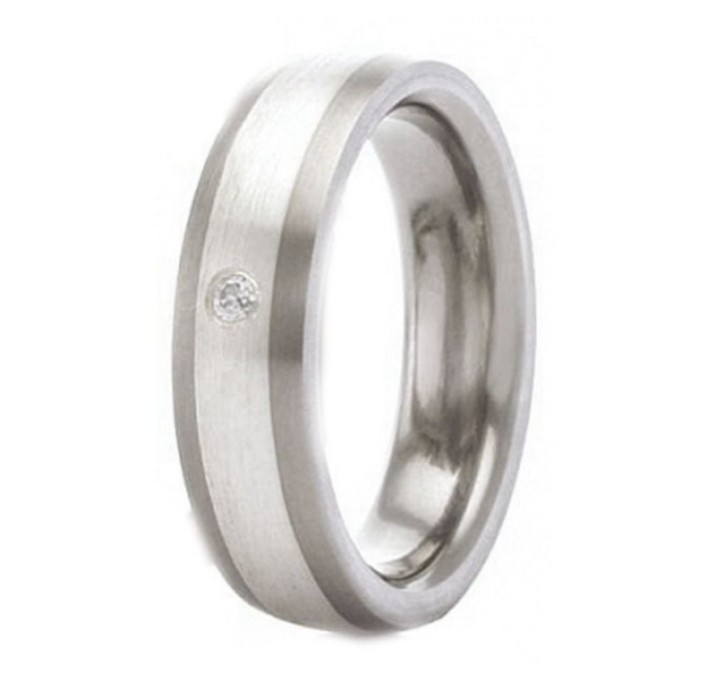 Vivance Partnerring Classic Titanium Ring mit 925 Silber Inlay und 1 Zirkonia von Vivance