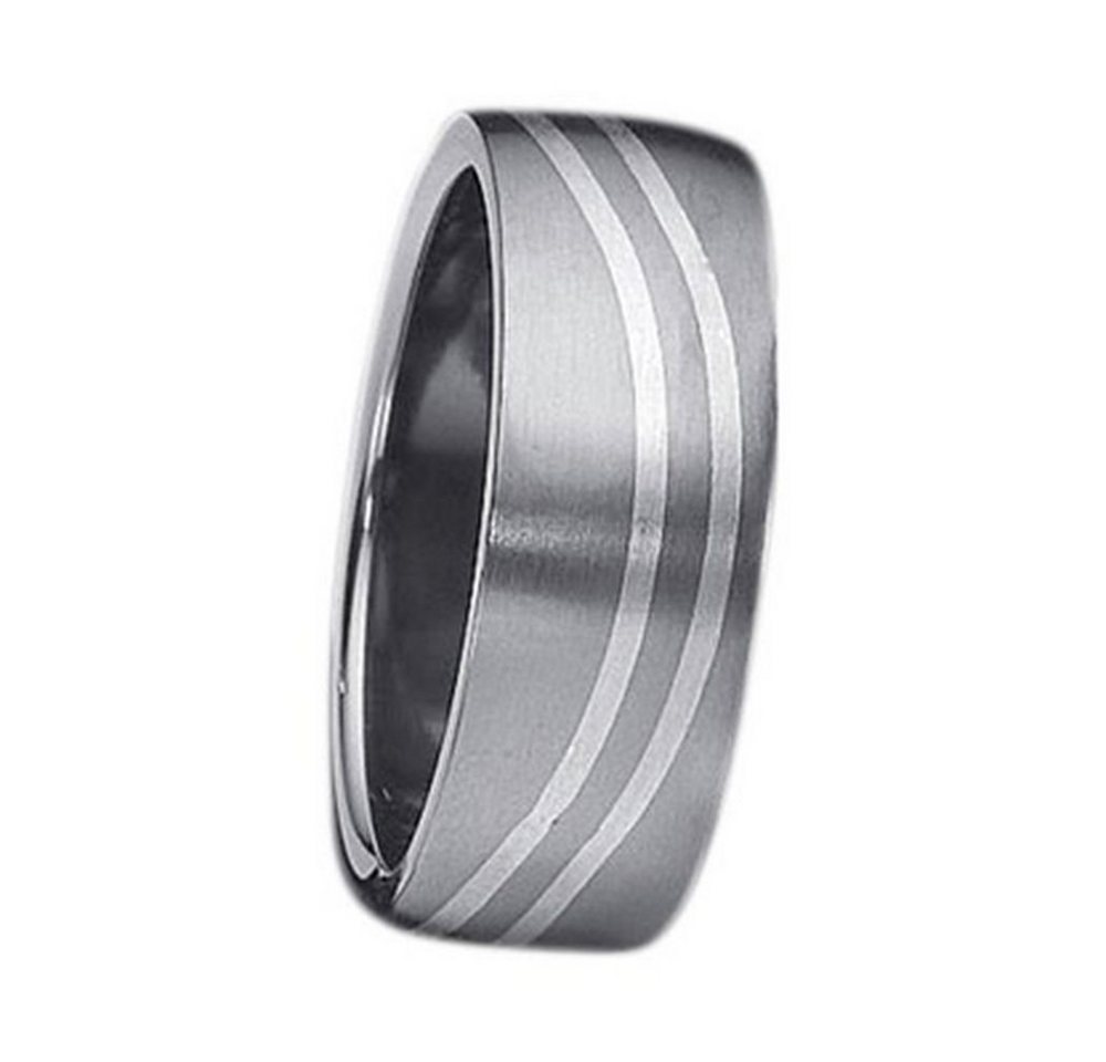 Vivance Partnerring Classic Titanium Ring mit 925 Silber Inlay und 3 Zirkonia von Vivance