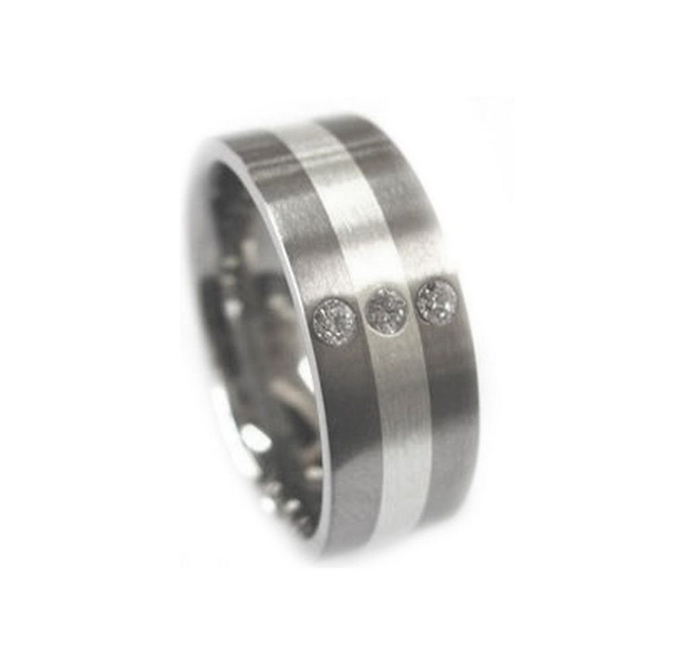 Vivance Partnerring Classic Titanium Ring mit 925 Silber Inlay und 3 Zirkonia von Vivance