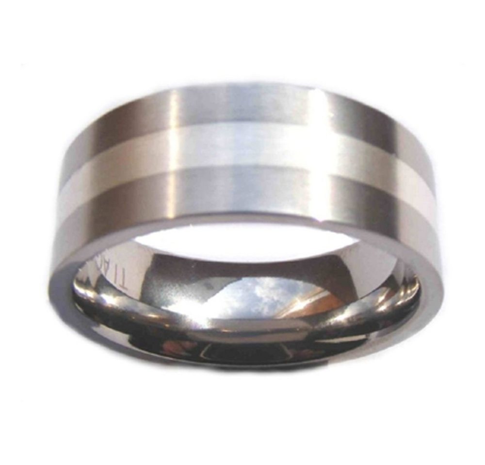 Kingka Partnerring Classic Titanium Ring mit 925 Silber Inlay von Kingka