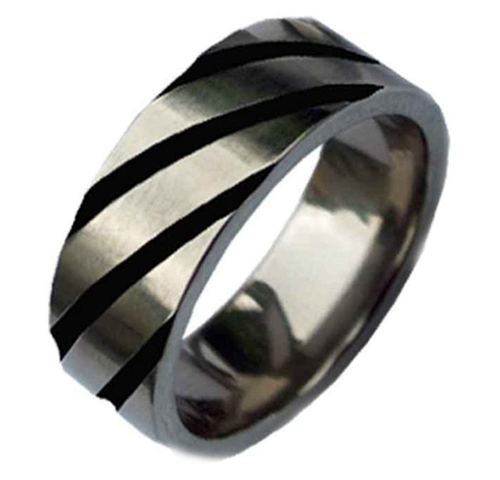 Vivance Partnerring Classic Titanium Ring mit scharzem Inlay, mit Emaille von Vivance