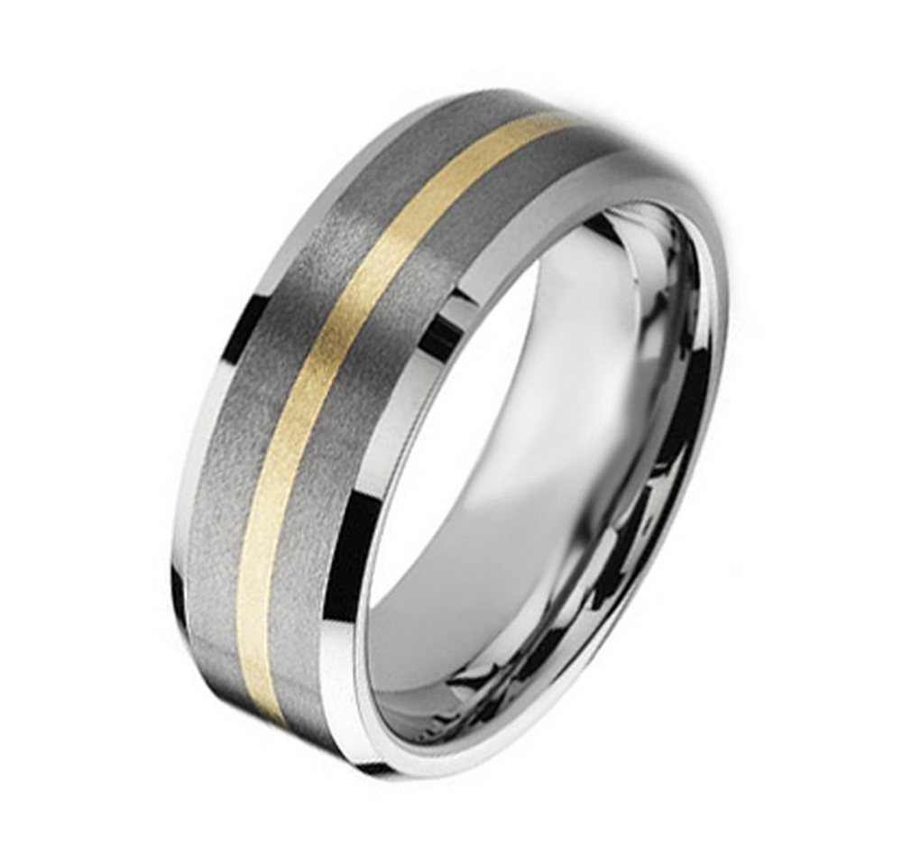 Vivance Partnerring Tungsten Eternity" Klassischer BiColorWolfram Ring mit 18 Karat Goldeinlage, teilmattiert, mit 585er Goldeinlage" von Vivance
