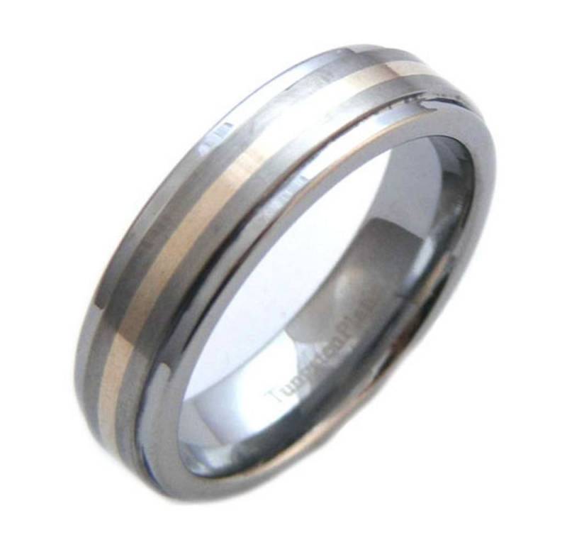 Vivance Partnerring Tungsten Eternity" Klassischer BiColorWolfram Ring mit Platin Einlage" von Vivance