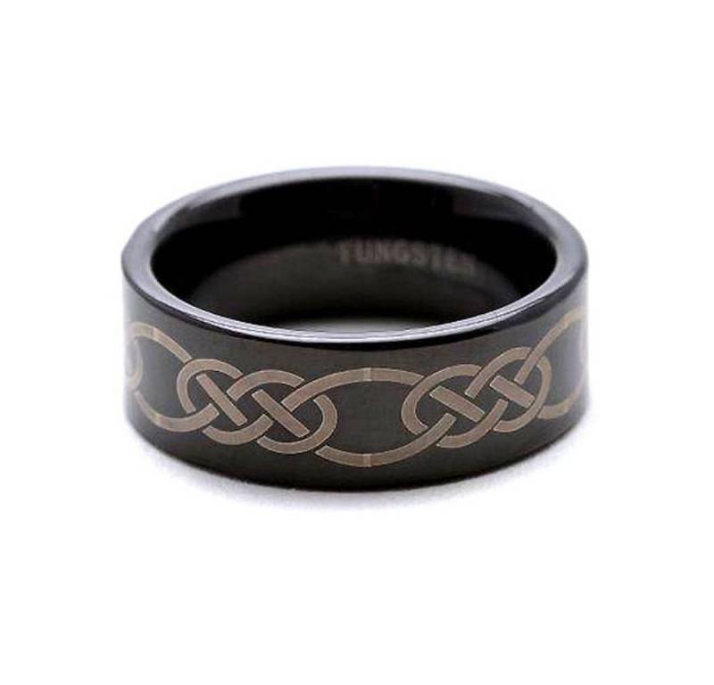 Kingka Partnerring "Tungsten Eternity" Klassischer Wolfram Partner Ring mit keltischem Laser Design von Kingka