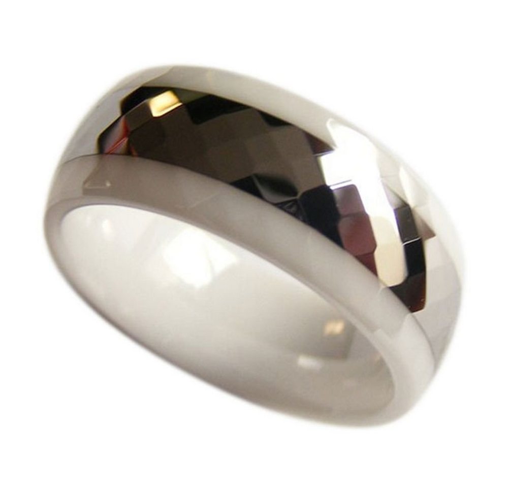 Vivance Partnerring YIN YANG" Facettierter weißer Ceramic Wolfram Ring "WHITE"" von Vivance