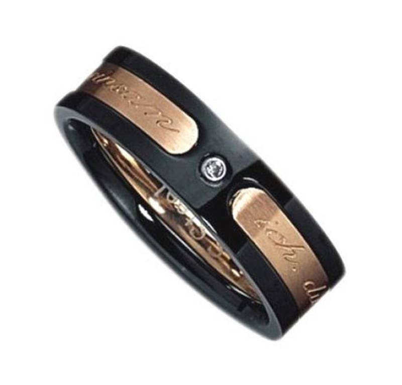 Vivance Partnerring mit Gravur Classic Ring aus Edelstahl mit einem Zirkonia Stein von Vivance