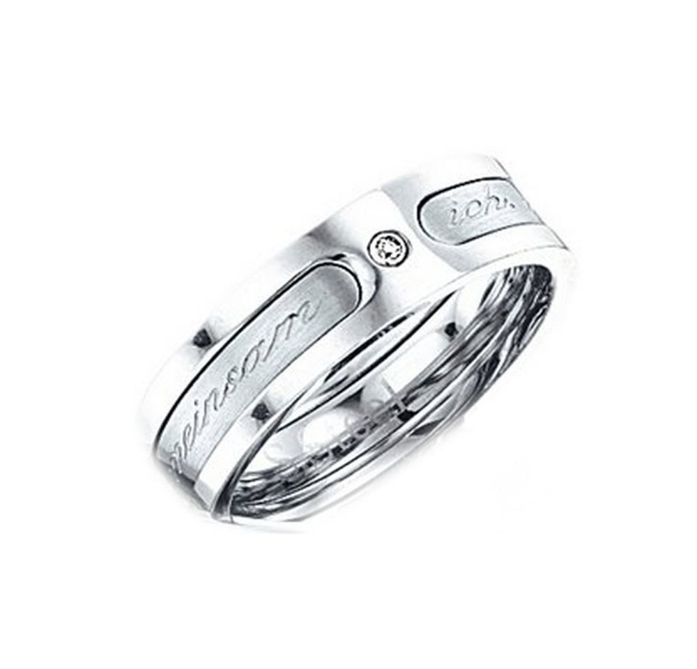 Vivance Partnerring mit Gravur Classic Ring aus Edelstahl mit einem Zirkonia Stein von Vivance