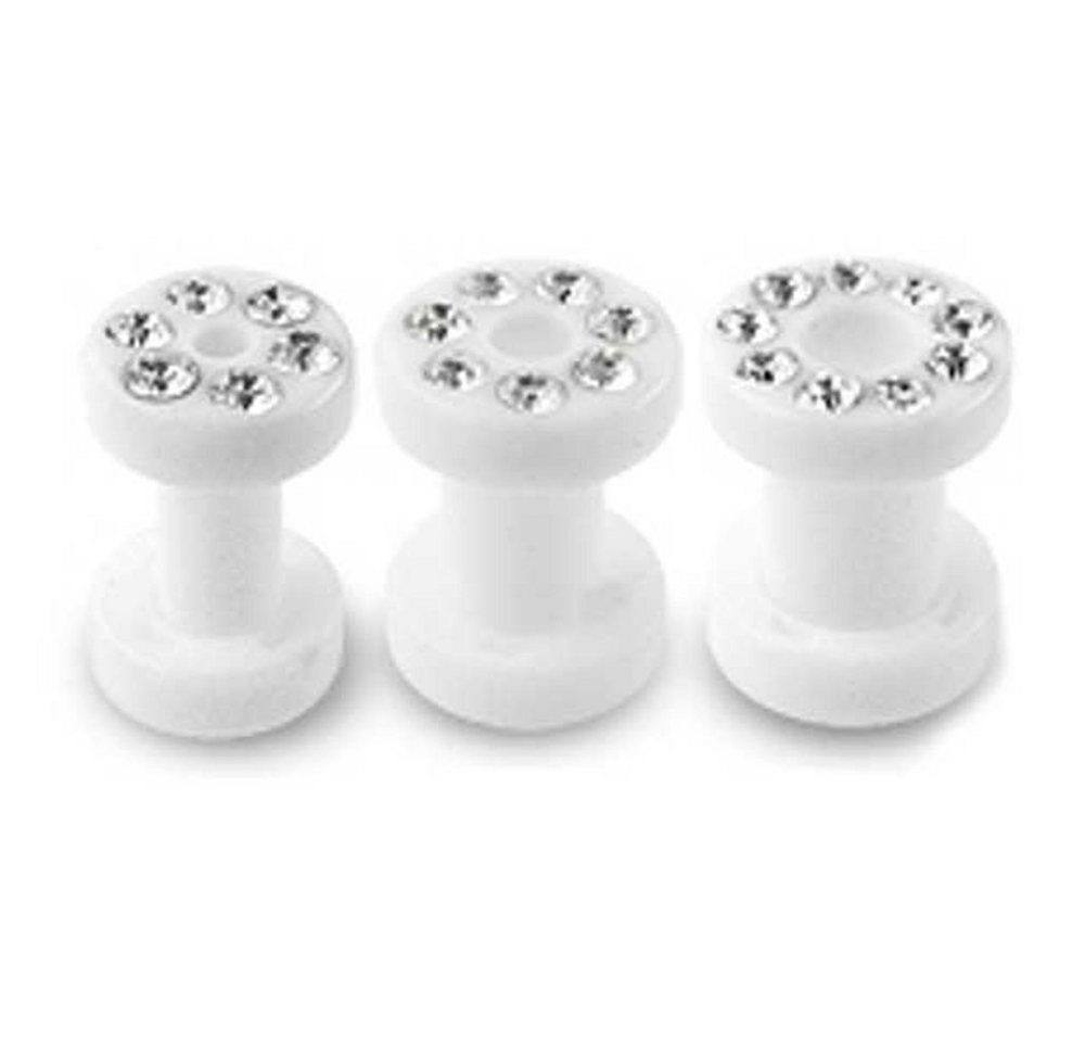 Vivance Plug-Set Flesh Tunnel Set White", mit Zirkonia" von Vivance