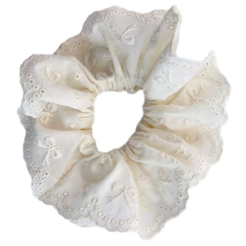 Bestickte Schleifen-Haargummis für Damen, große Haargummis, elastisch, französischer Pferdeschwanz-Halter von Kingke