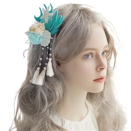 Haarspange im Stil der 2000er Jahre, Blumen-Clip, Kopfbedeckung, Perlen, handgefertigter Damen-Haarschmuck, Strand-Haarstyling-Haarnadel von Kingke