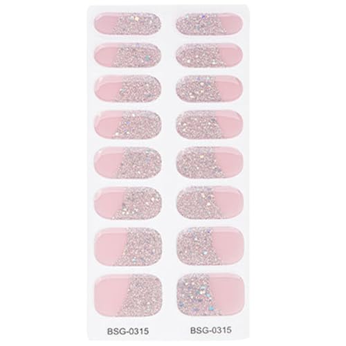 Halbgehärtete Gel Nagellackstreifen Selbstklebende Gel Nagelkunstaufkleber Dauerhafte Glitzer Gel Nagelfolien Aufkleber Mit Nagelfeile Halbgehärtete Gel Nagelstreifen Pediküre von Kingke