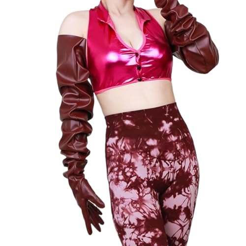 Kingke PU Leder Handschuhe Für Bühne Frauen Party Handschuhe Verlängern Handschuhe Abend Tanzen Party Handschuhe Festival Handwear von Kingke