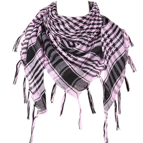 Kingke Stilvoller Shemagh Schal Mit Fransen Kariert Arabischer Schal Für Männer Und Frauen Muslime Staubdicht Taktik Kopfbedeckung Wüsten Halstuch von Kingke