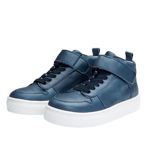 Kingsley Crew High Top Sneaker | Luxus Kinder Schuhe Größe 35 | Blau | Leder Schuhe für Kinder Turnschuhe Kids Sneakers | Made in Europe | Unisex Kinderschuhe Jungen und Mädchen von Kingley Crew