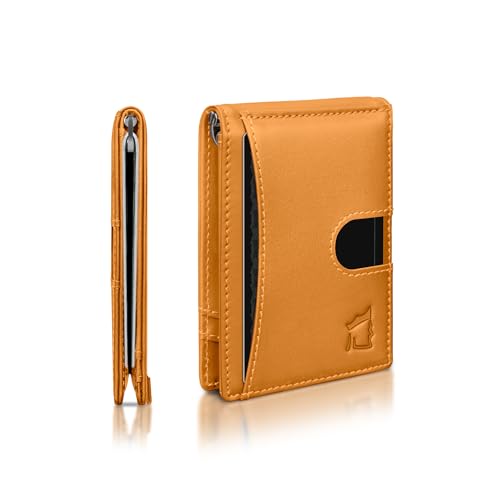 Kingly Herren-Geldbörse mit Geldklammer aus Leder, minimalistische Geldbörse für Herren, RFID-blockierend, Vordertasche, Geldbörse für 12 Karten, Ledergeldbörse mit Geldklammer für Herren, schmale von Kingly