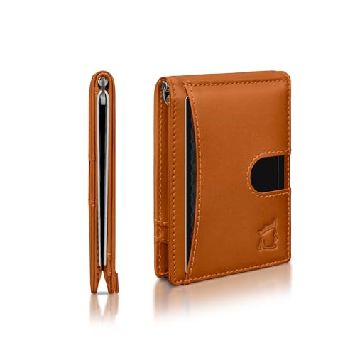 Kingly Schlanke Geldbörse aus Leder für Herren mit RFID-Blockierung und Geldklammer – Minimalistische Vordertasche Bifold Wallet für 12 Karten – Sicherer Kartenhalter mit einfachem Zugriff auf von Kingly