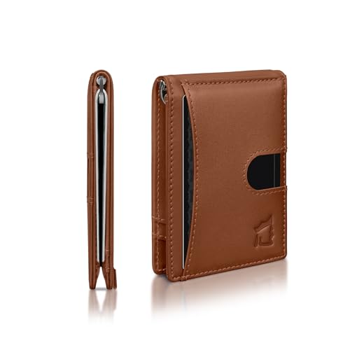 Kingly Schlanke Geldbörse aus Leder für Herren mit RFID-Blockierung und Geldklammer – Minimalistische Vordertasche Bifold Wallet für 12 Karten – Sicherer Kartenhalter mit einfachem Zugriff auf von Kingly