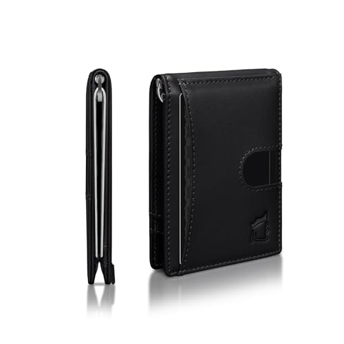 Kingly Schlanke Geldbörse aus Leder für Herren mit RFID-Blockierung und Geldklammer – Minimalistische Vordertasche Bifold Wallet für 12 Karten – Sicherer Kartenhalter mit einfachem Zugriff auf von Kingly