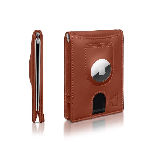 Kingly Trace Airtag Geldbörse für Herren – Intelligente RFID-blockierende Ledergeldbörse mit Airtag-Halterung & Geldklammer – Minimalistisches Trackable Design mit Zuglasche – Sichere Brieftaschen von Kingly